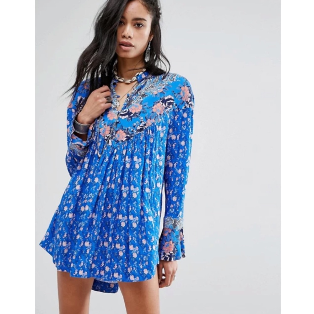 Free People Blue Floral Top